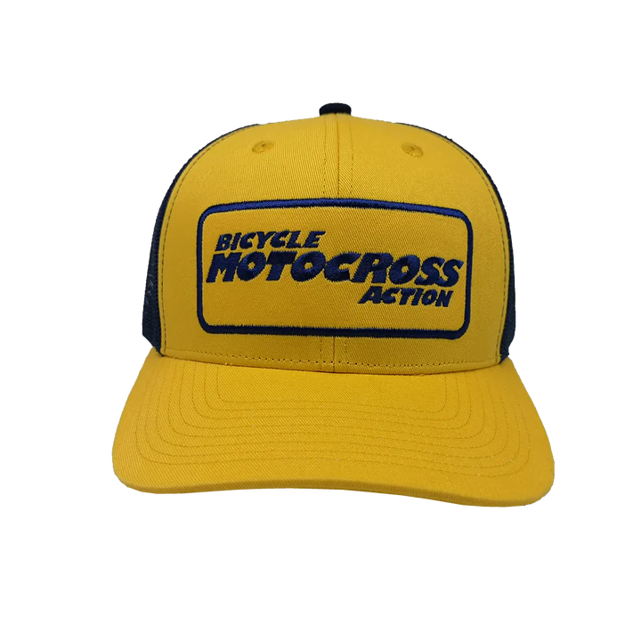 BICYCLE MOTOCROSS ACTION : Vintage Logo Mesh Trucker Hat Blue/Yellow