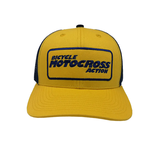 BICYCLE MOTOCROSS ACTION : Vintage Logo Mesh Trucker Hat Blue/Yellow