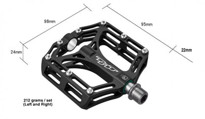 TNT Lightweight Mini/Junior/Expert Titanium Spindle/ Aluminum CaGE 9/16" Pedals - Black